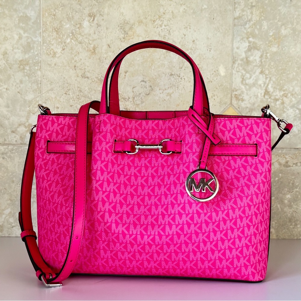 Michael Kors Carson MD Satchel Shoulder Bag MK Dragonfruit - Picture 4 of 14
